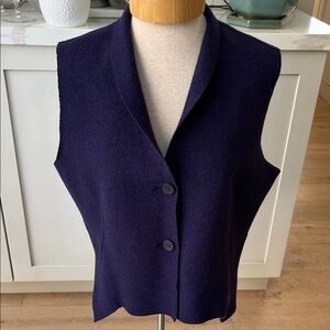Oska Purple boiled wool 2 Button Vest with irregular hemline and roll collar